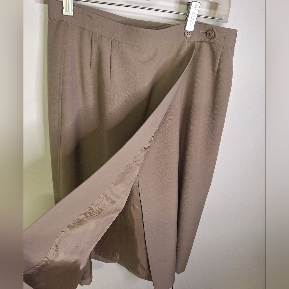Jaeger Chocolate True Wrap Skirt Wool Blend Size 10
